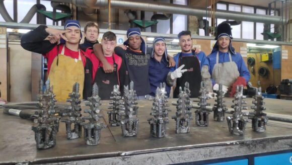 Drilling bits welded by students